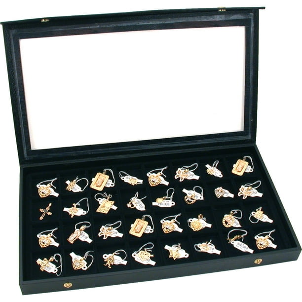 Jewelry Ring Display Organizer Case Tray Holder Earring Storage Box  Black